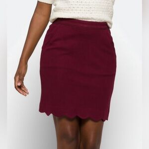 Berenice Scallop Hem Burgundy Skirt
